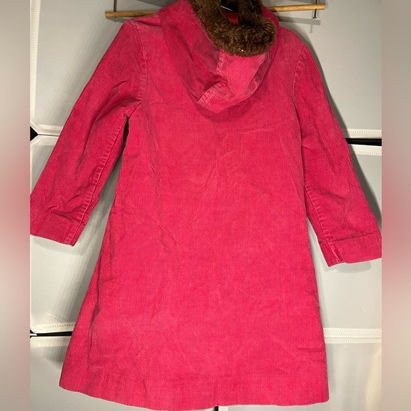 Gymboree Overcoat Girl's 5 Pink Hooded Toggle Closure Corduroy Faux Fur Cotton - Picture 3 of 5